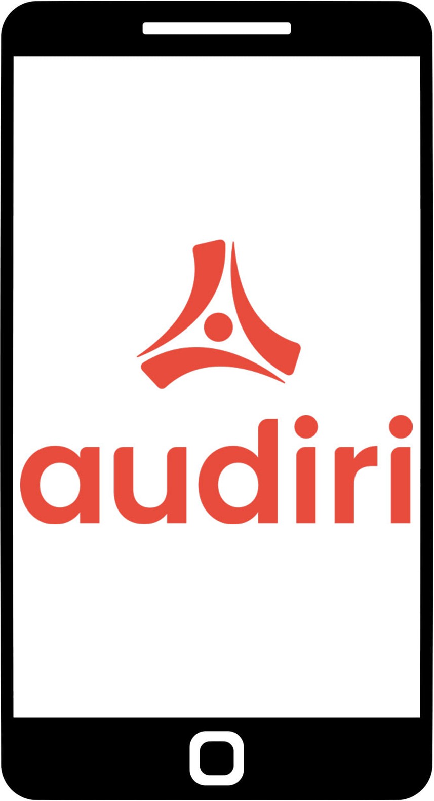 Audiri logo on a mobile screen.